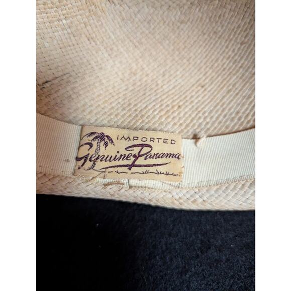 Imported Genuine Panama straw Vintage ladies HAT 40\'s 50\'s Breton roller ribbon